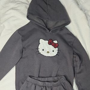 Hello Kitty Gray Kids Matching Set with Red Bow